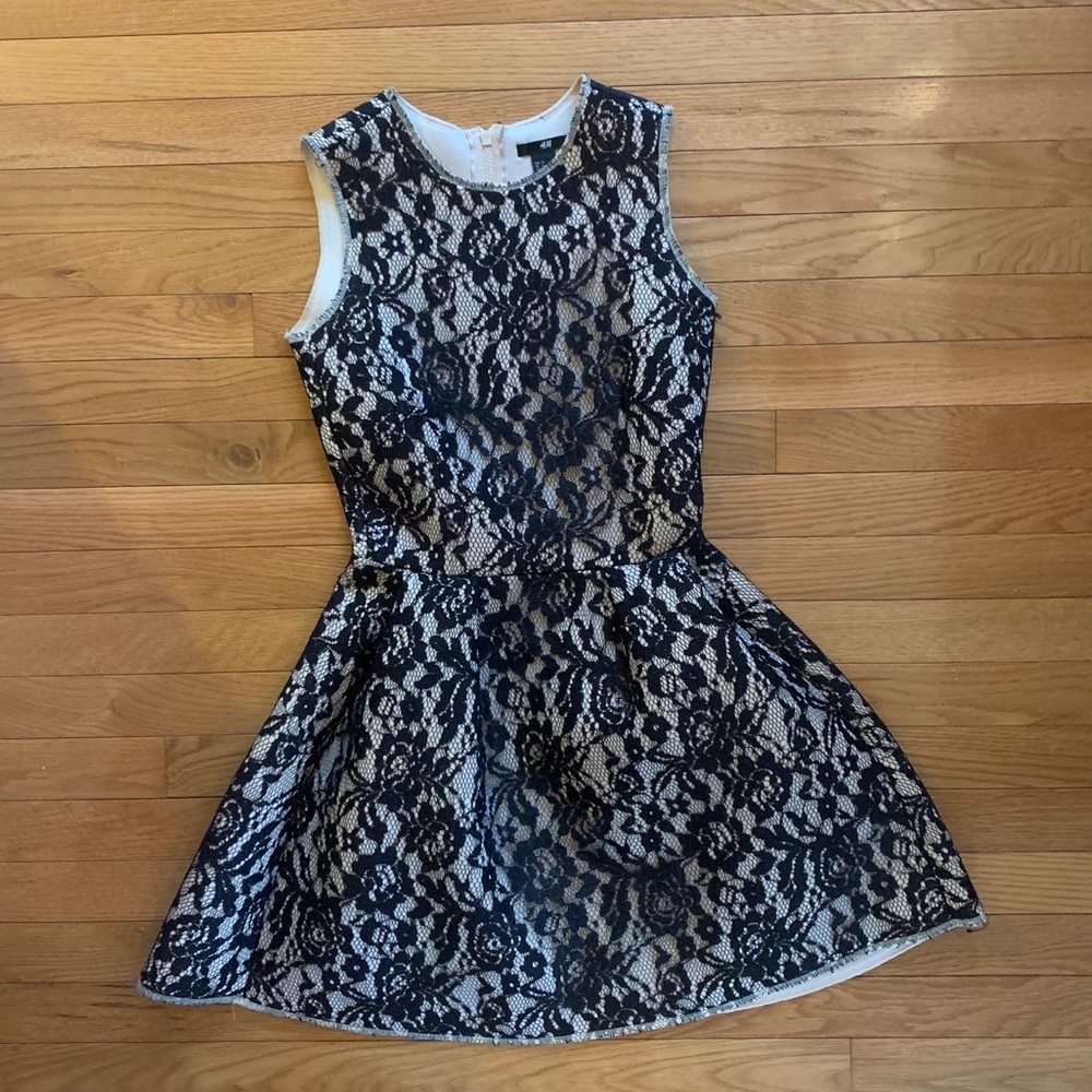 H&M Nude with Black Lace Formal Dress